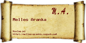 Melles Aranka névjegykártya
